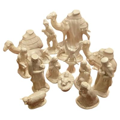 Vintage Nativity Scene 15 Piece Signed Scioto 1983 Hand Painted Glaze Pottery