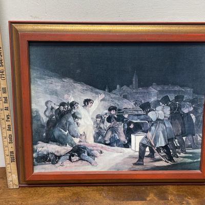 Sale Photo Thumbnail #368: Print of the famous painting from the Spanish War of Independence (1808-1814). The original of this one was done by Francisco Goya in 1810. This copy is in good condition. Approx. 18" x 21".