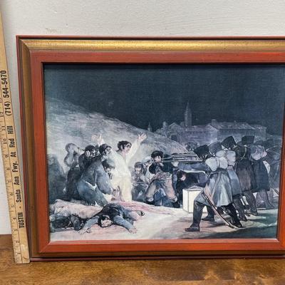 Sale Photo Thumbnail #367: Print of the famous painting from the Spanish War of Independence (1808-1814). The original of this one was done by Francisco Goya in 1810. This copy is in good condition. Approx. 18" x 21".