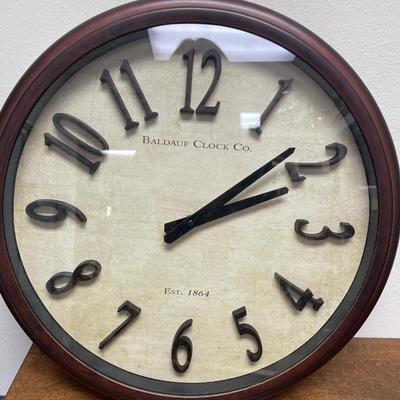 Large Round Wall Clock Baldauf Clock Co. battery powered