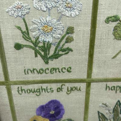 Framed Embroidery Flower Descriptions stitched flowers