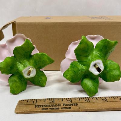Ceramic Pink Rose Pair.