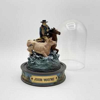 LOT 1L: Franklin Mint John Wayne Limited Edition Sculptures w/ Glass Cloches