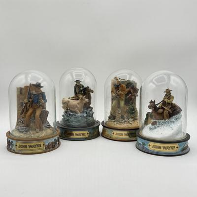 LOT 1L: Franklin Mint John Wayne Limited Edition Sculptures w/ Glass Cloches