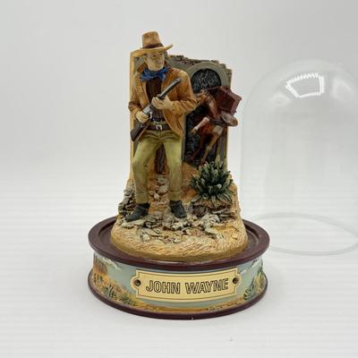 LOT 1L: Franklin Mint John Wayne Limited Edition Sculptures w/ Glass Cloches