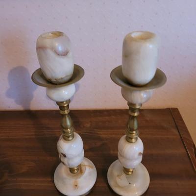 Candlestick holders, can be wired for electric