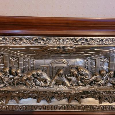17" x 29" aluminum or tin relief of the last supper