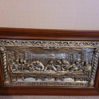 17" x 29" aluminum or tin relief of the last supper