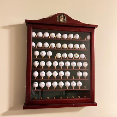 Golf Lot - Display Cabinet, Tiger Woods Collector Series Balls, etc.