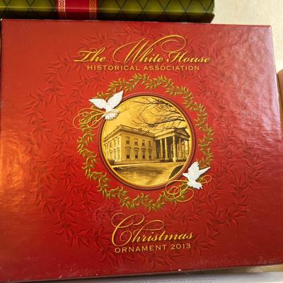 Whitehouse Christmas Ornament Lot - 26 in Boxes + Pile of Empty Boxes and Paperwork