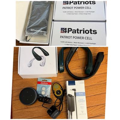 Mixed Electronics Lot - Amazon Echo, 3 Patriots Power Cell Batteries, Slender Tone