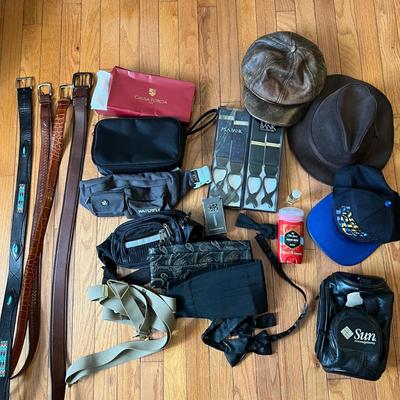 Big Mixed Lot Mens Accessories - Hats, Silk Ties, Leather Belts, CK Cologne, etc.
