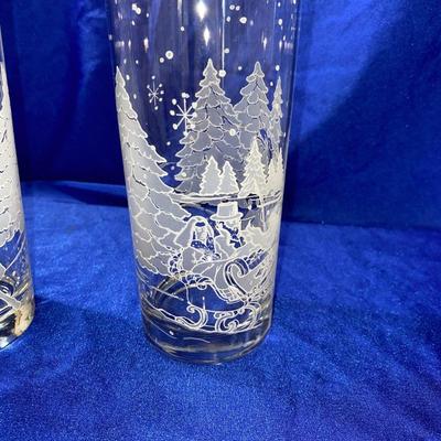 AVON’S LUMINARC WINTER SLEIGH RIDE VASE AND TUMBLERS