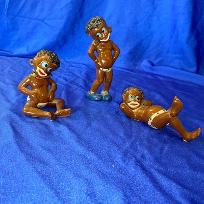 3 AFRICAN TRIBAL FIGURES 1950'S OCCUPIED JAPAN
