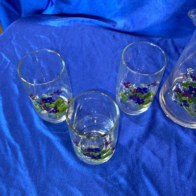 BEAUTIFUL J. WALSH HAND PAINTED FROM FRANCE, TUMBLERS AND PITCHER
