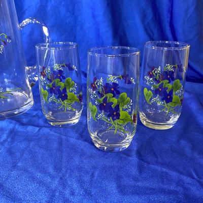 BEAUTIFUL J. WALSH HAND PAINTED FROM FRANCE, TUMBLERS AND PITCHER