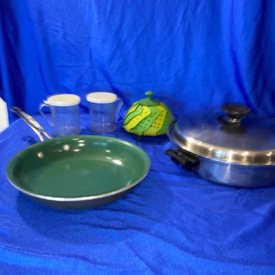 ORGREENIC FRYING PAN, HEAVY STAINLESS FRYING PAN, STEAMER AND SHAKERS