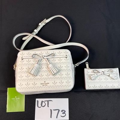 Lot D 173 NWT Kate Spade White Leather Hayes Crossbody and Wallet