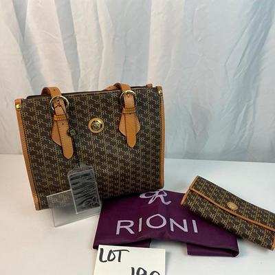 Lot D 192 NWT Rione Italy Signature East West Shoulder Bag and Matching Wallet