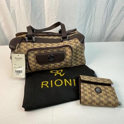 Lot D 193 NWT Rione Italy Signature Leather Handbag and Matching Wallet