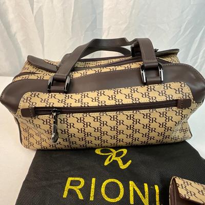 Lot D 193 NWT Rione Italy Signature Leather Handbag and Matching Wallet