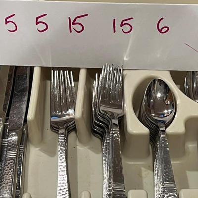 50 Pc. Gorham BALUSTER Hammered Stainless Flatware Silverware Set
