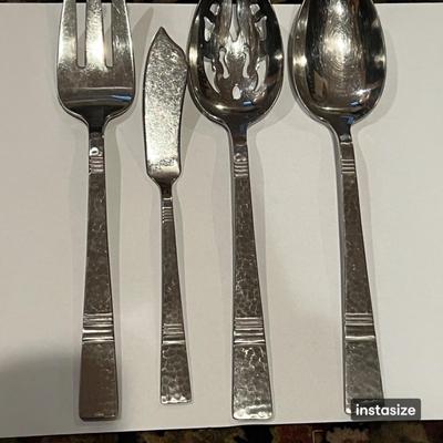 50 Pc. Gorham BALUSTER Hammered Stainless Flatware Silverware Set
