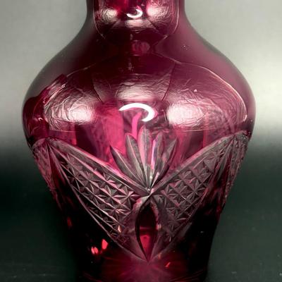 Set of 2 Beautiful Vintage Cranberry Vases