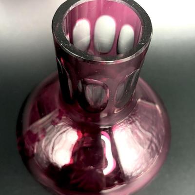 Set of 2 Beautiful Vintage Cranberry Vases