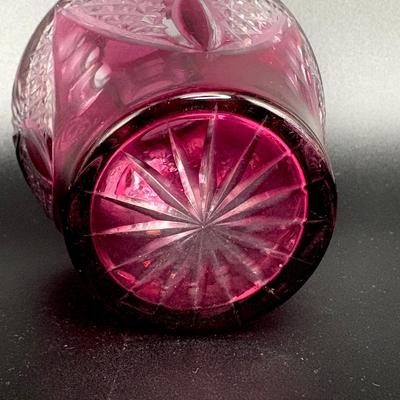 Set of 2 Beautiful Vintage Cranberry Vases