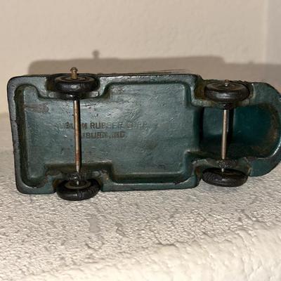 1937 AUBURN RUBBER CABOVER STAKE TRUCK & PLASTIC TRUCK W/TRAILER