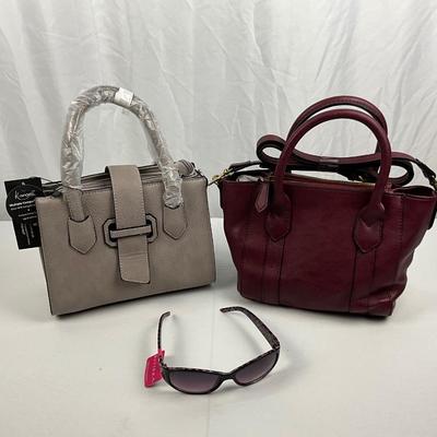 Lot D 202 NWT Two K. Farrell Leather Handbags and Riviera Sunglasses