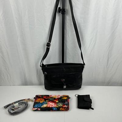 Lot D 204 NEW Lodi’s Floral Wristlet Leather Cars Holder Leather Shoulder Bag