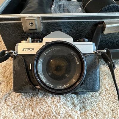 FUJICA 35MM CAMERA WITH VARIOUS LENSES, FLASH AND TIMER