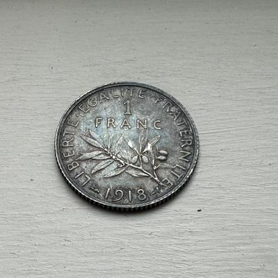 1918 1 FRANC SILVER COIN