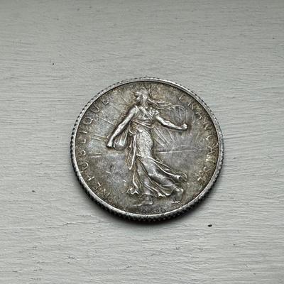 1918 1 FRANC SILVER COIN