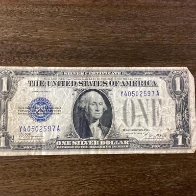 1928A $1 silver certificate (funny back)