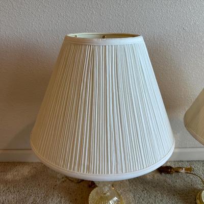 2 GLASS BASE TABLE LAMPS