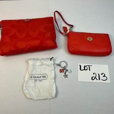Lot E 213 NWT Coach Hot Orange Weekender Tote Set Wristlet and Keychain