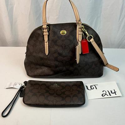 Lot E214 Vintage Coach Peyton Cora Dome Satchel and NWT Coach Wristlet