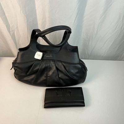 Lot E 216 NWT Coach Black Leather Hobo Handbag with Wallet
