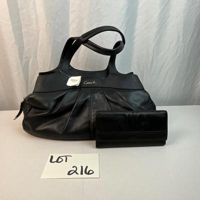 Lot E 216 NWT Coach Black Leather Hobo Handbag with Wallet