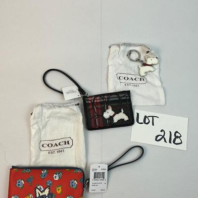 Lot E 218 NWT Coach Westie Wristlet Tartan Scotty Dog Card Holder and Keychain
