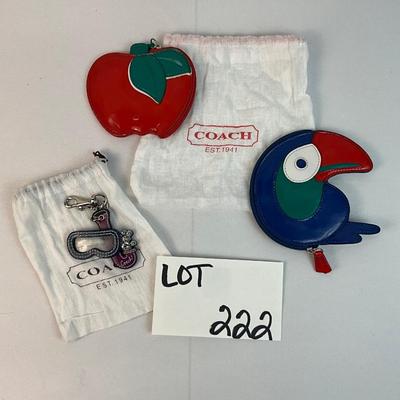Lot E 222 NWT Coach Apple Coin Purse Toucan Coin Purse and Scuba Keychain