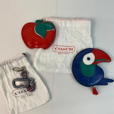 Lot E 222 NWT Coach Apple Coin Purse Toucan Coin Purse and Scuba Keychain