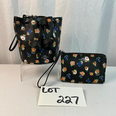 Lot E 227 NWT Coach Petal Bucket Shoulder Bag and Matching Wristlet