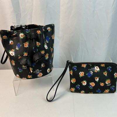 Lot E 227 NWT Coach Petal Bucket Shoulder Bag and Matching Wristlet