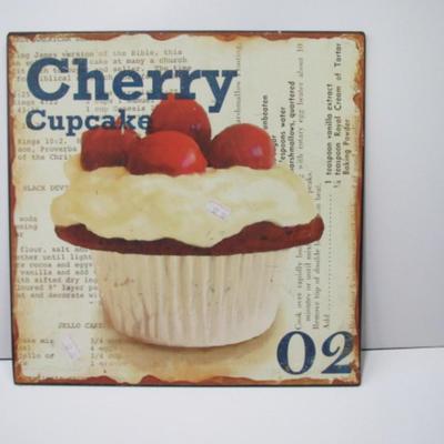 Cherry Cupcake Wall Decor Approx 12"x 12"