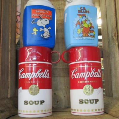 Campbell's Soup Snoopy & C. B. Bears Thermoses