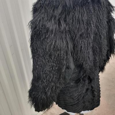 Black Faux Fur Coat 33" Long Size M